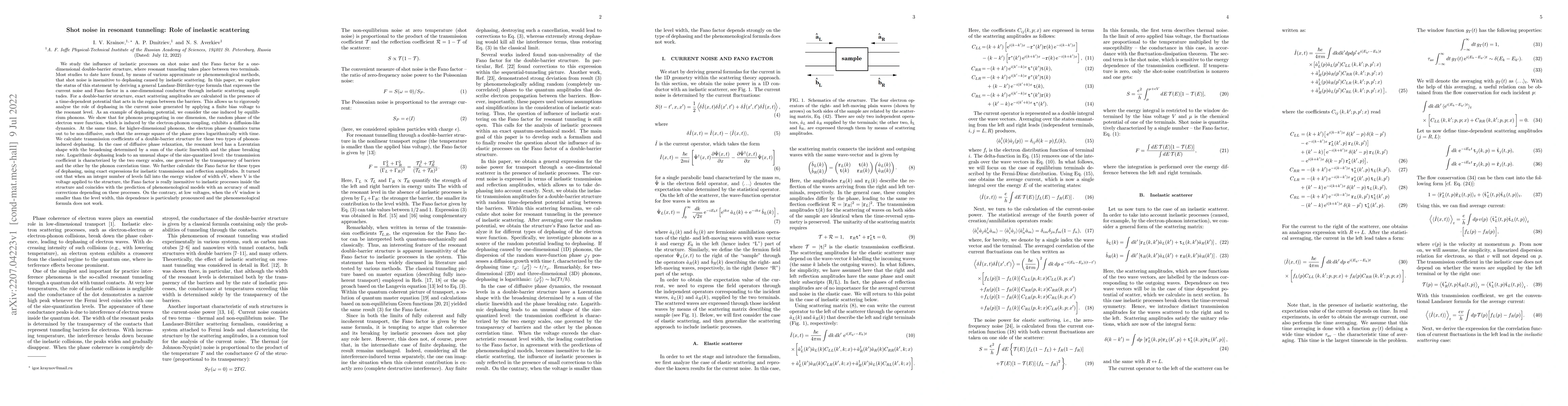 Thumbnail for Shot noise in resonant tunneling: Role of inelastic scattering