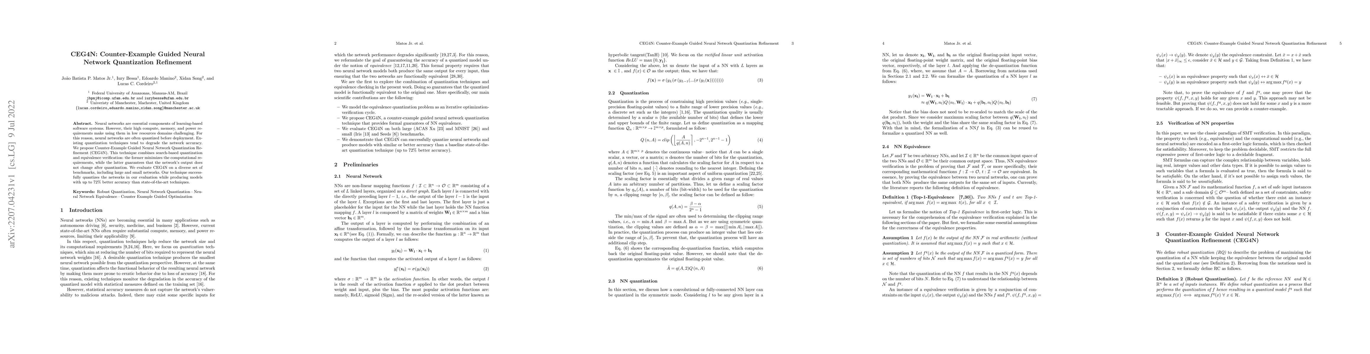 Thumbnail for CEG4N: Counter-Example Guided Neural Network Quantization Refinement