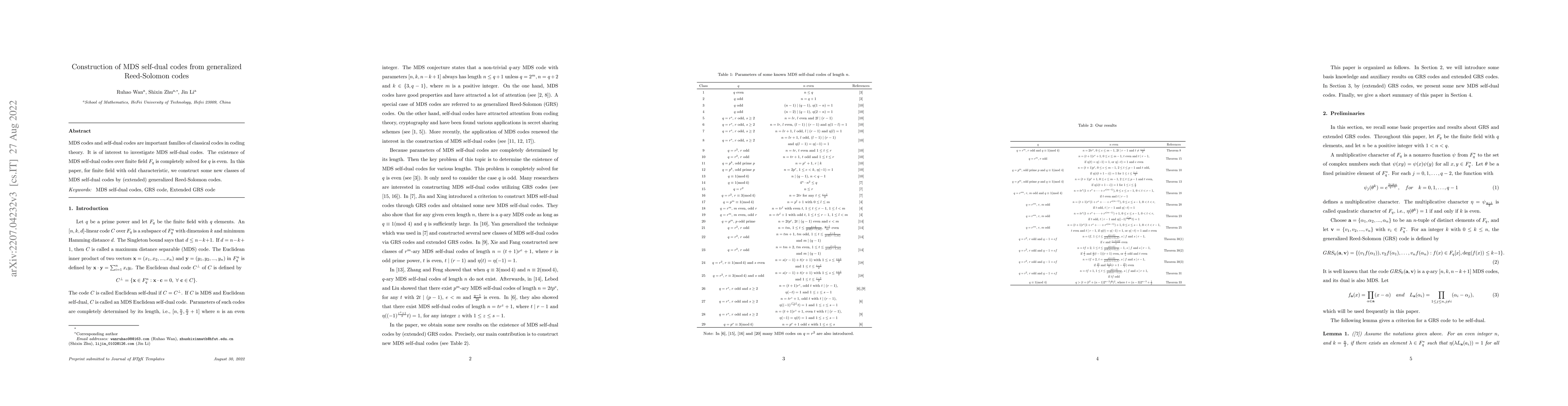 Thumbnail for Construction of MDS self-dual codes from generalized Reed-Solomon codes