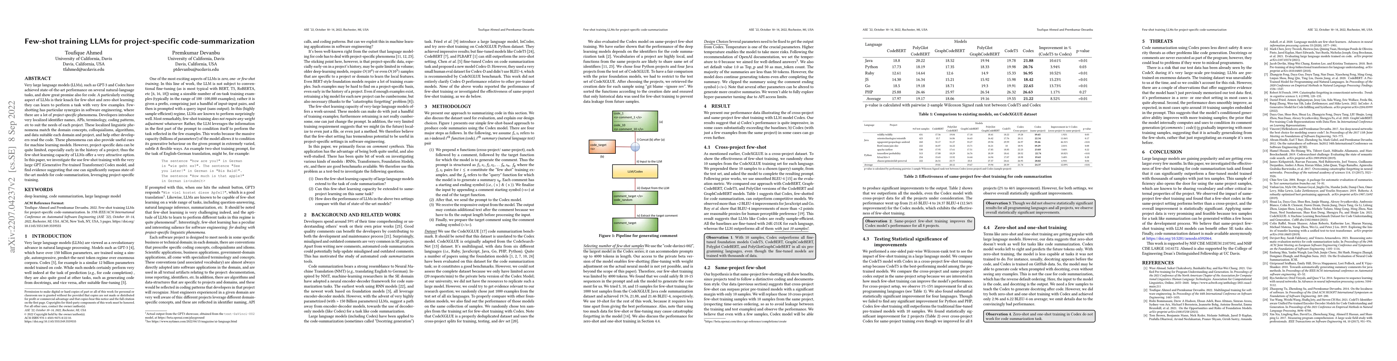Thumbnail for Few-shot training LLMs for project-specific code-summarization
