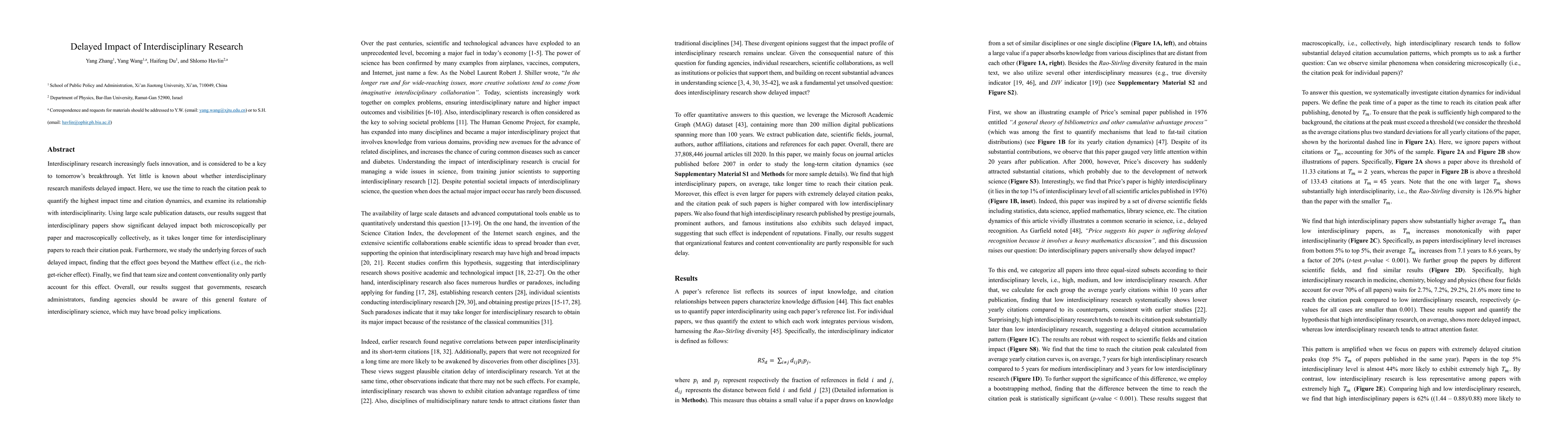 Thumbnail for Delayed Impact of Interdisciplinary Research