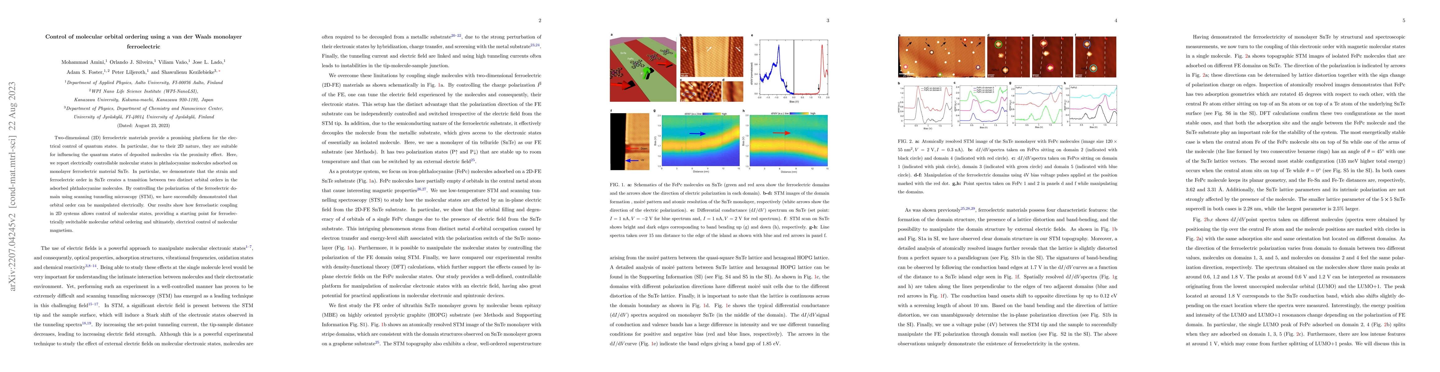Thumbnail for Control of molecular orbital ordering using a van der Waals monolayer
  ferroelectric