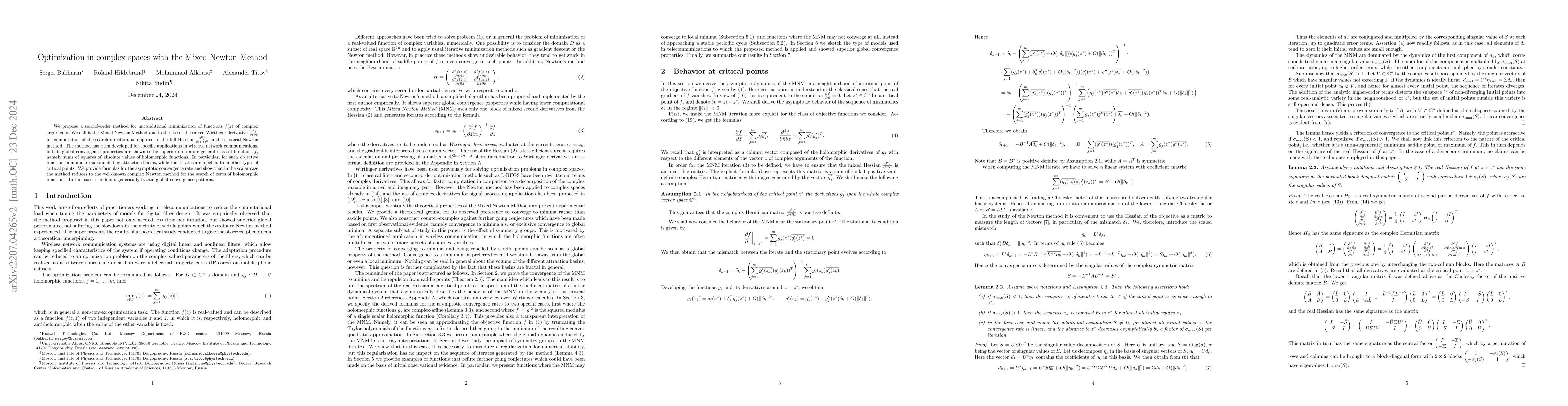 Thumbnail for Optimization in complex spaces with the Mixed Newton Method