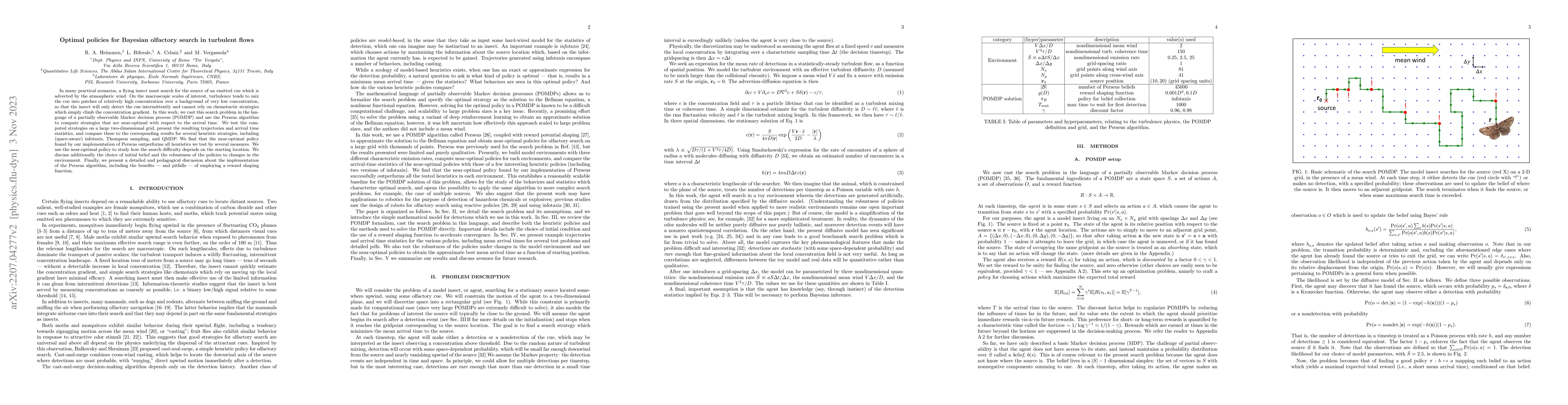 Thumbnail for Optimal policies for Bayesian olfactory search in turbulent flows