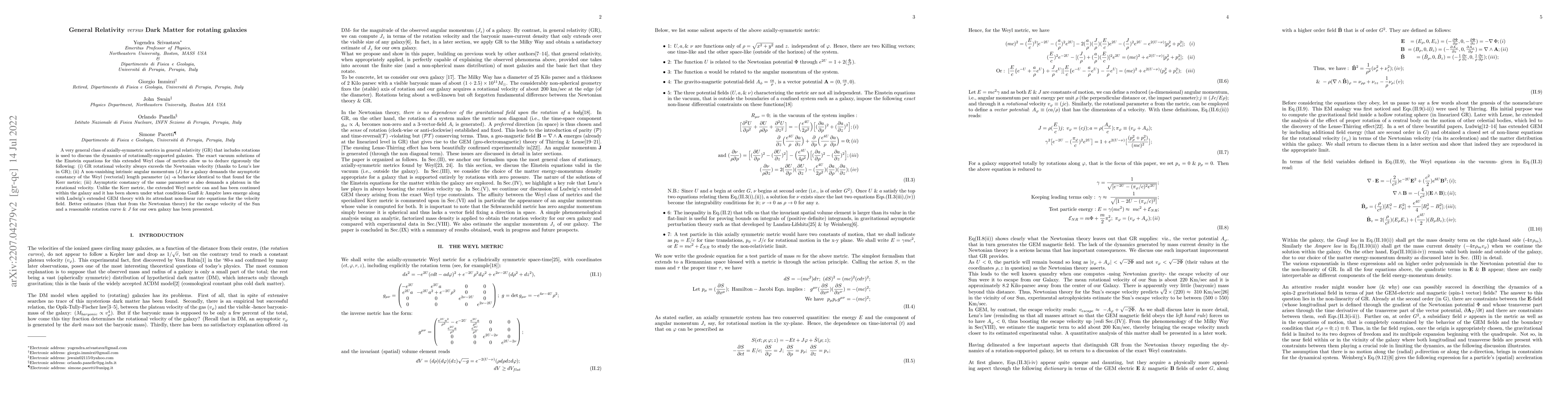 Thumbnail for General Relativity versus Dark Matter for rotating galaxies