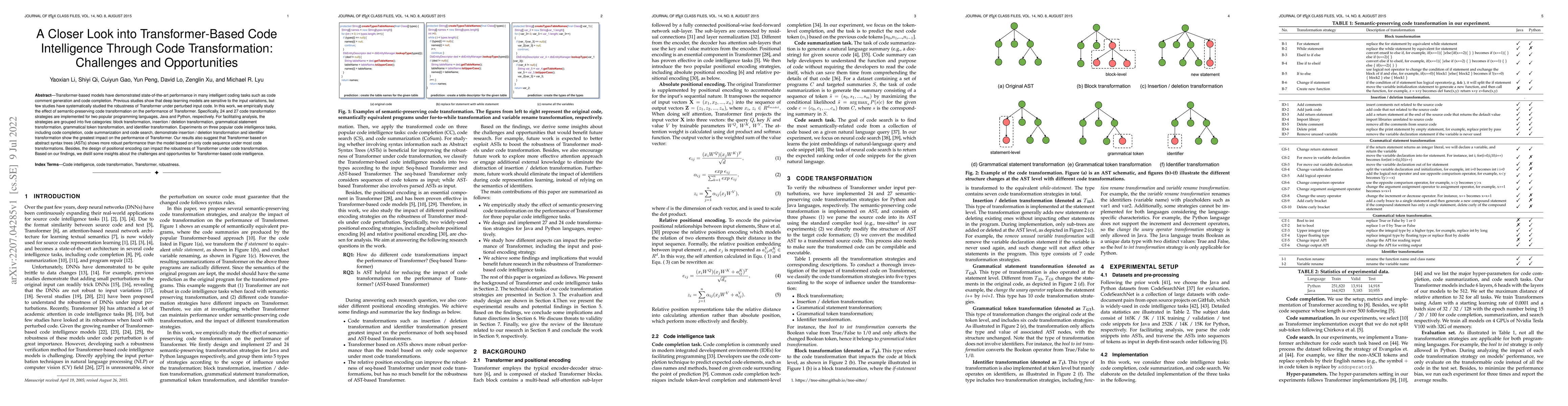 Thumbnail for A Closer Look into Transformer-Based Code Intelligence Through Code
  Transformation: Challenges and Opportunities
