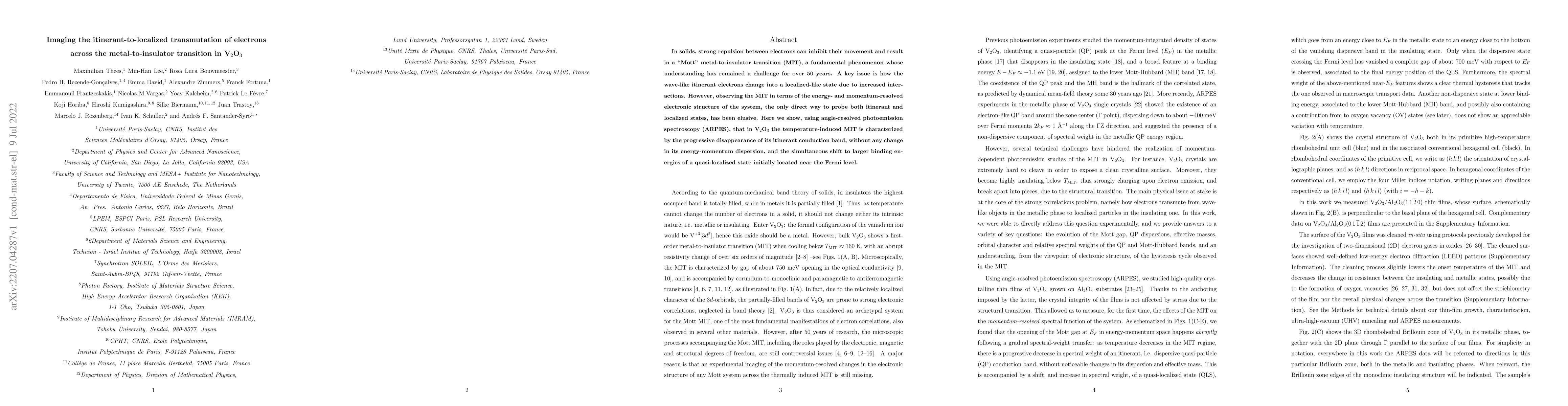 Thumbnail for Imaging the itinerant-to-localized transmutation of electrons across the
  metal-to-insulator transition in V$_2$O$_3$