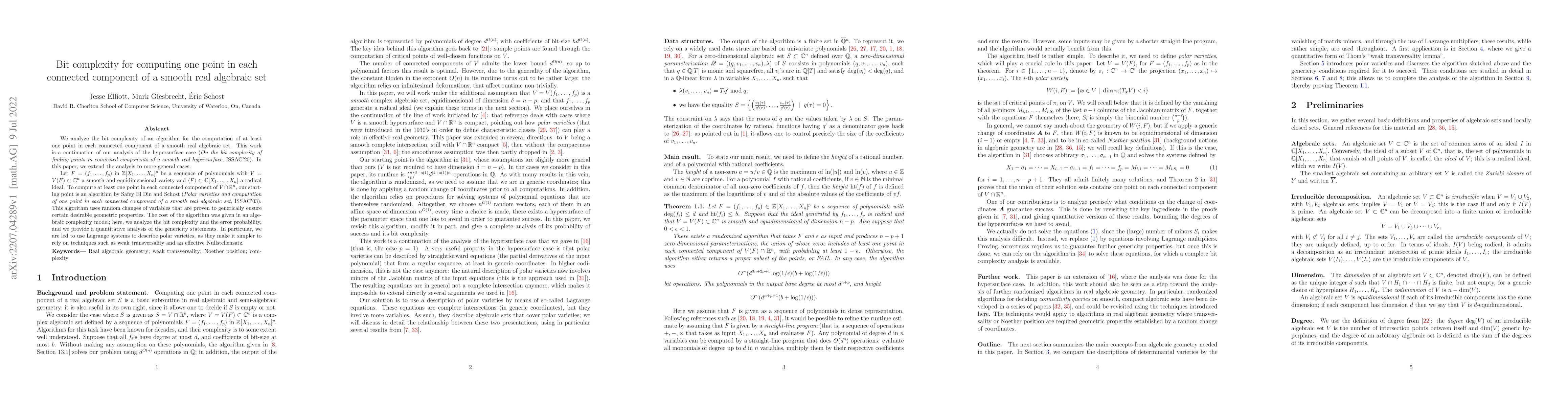Thumbnail for Bit complexity for computing one point in each connected component of a
  smooth real algebraic set