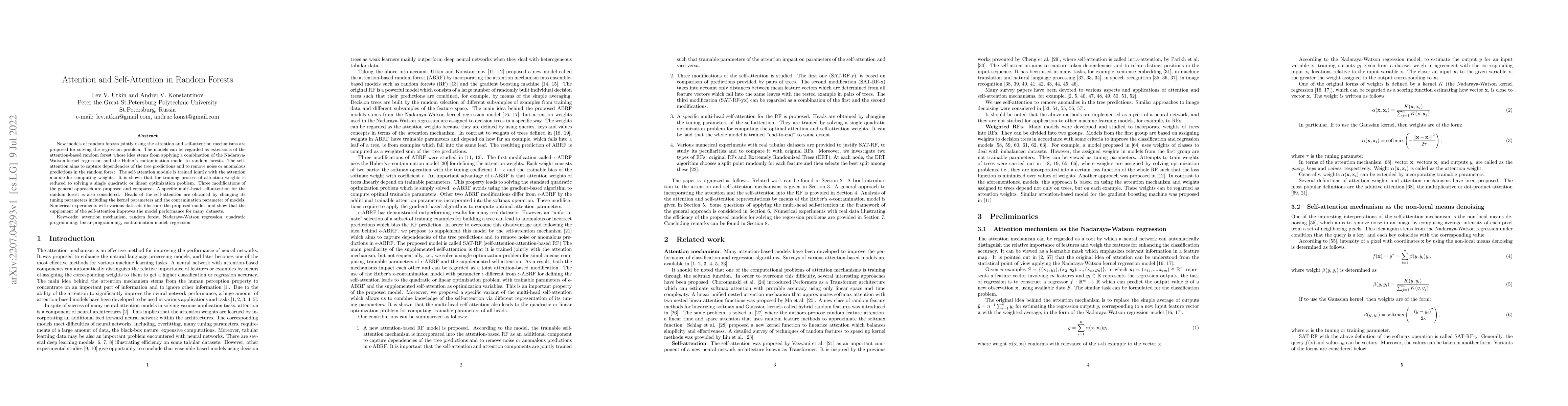 Thumbnail for Attention and Self-Attention in Random Forests