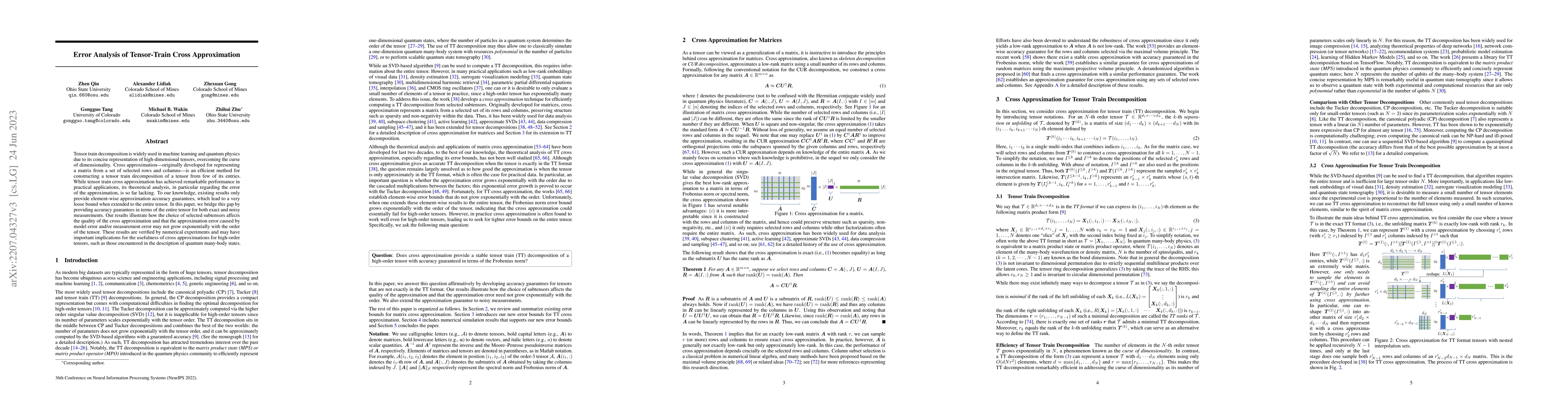 Thumbnail for Error Analysis of Tensor-Train Cross Approximation