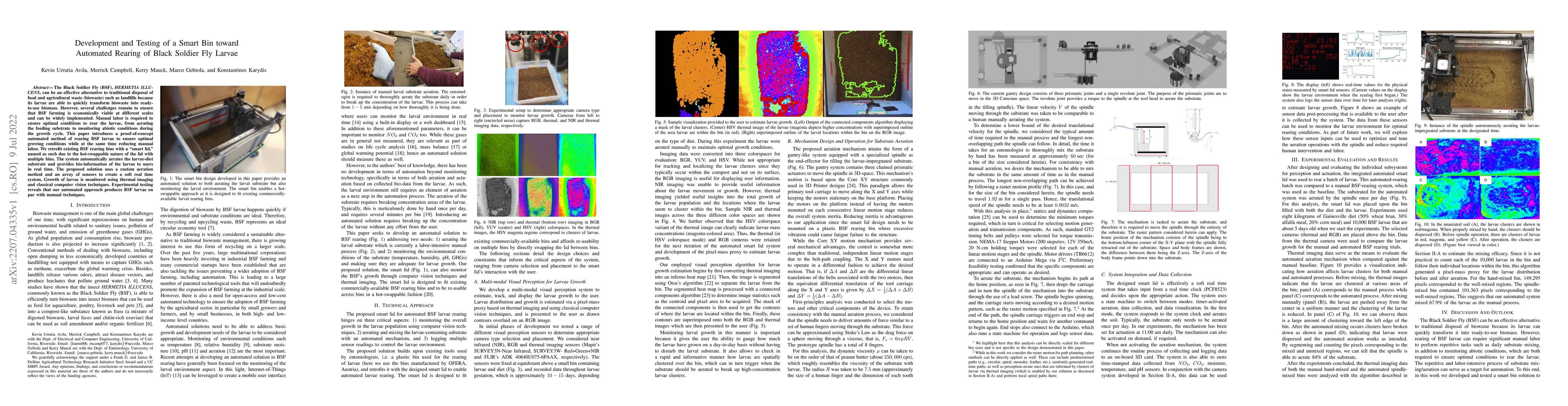 Thumbnail for Development and Testing of a Smart Bin toward Automated Rearing of Black
  Soldier Fly Larvae