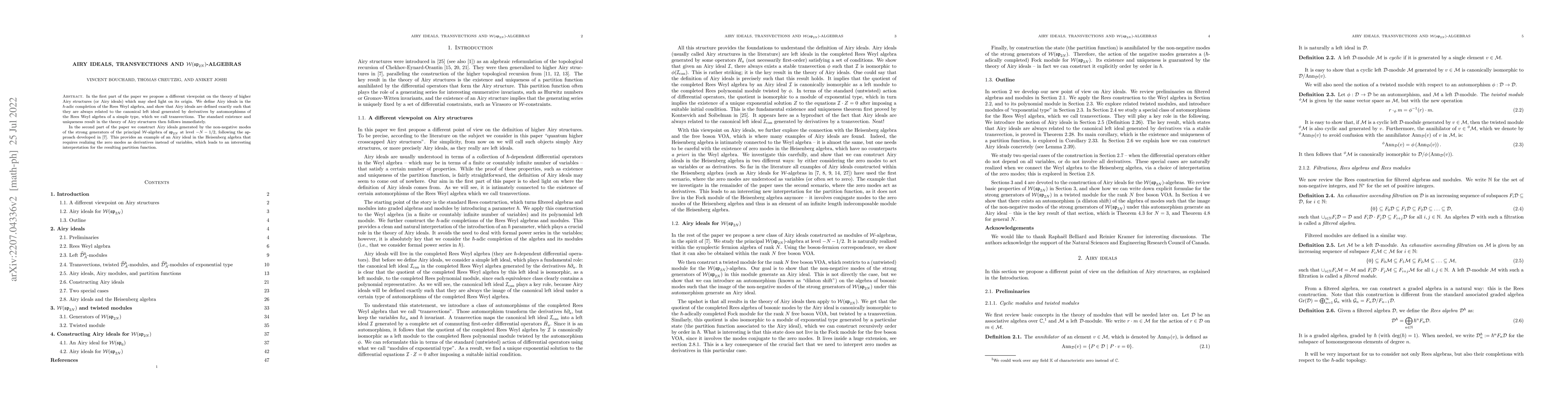 Thumbnail for Airy ideals, transvections and
  $\mathcal{W}(\mathfrak{sp}_{2N})$-algebras