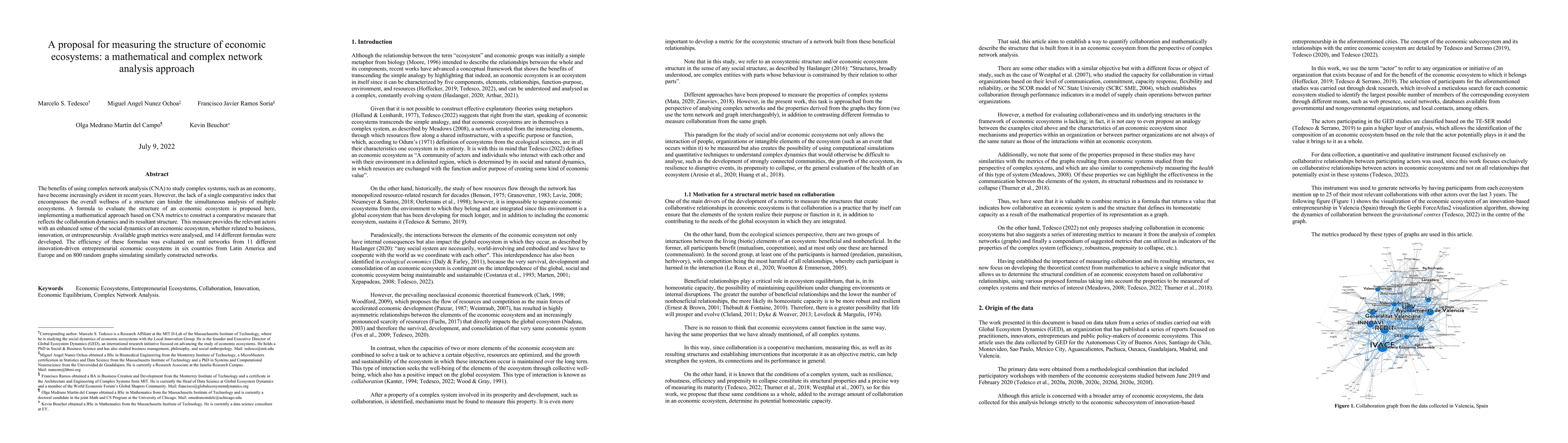 Thumbnail for A proposal for measuring the structure of economic ecosystems: a
  mathematical and complex network analysis approach