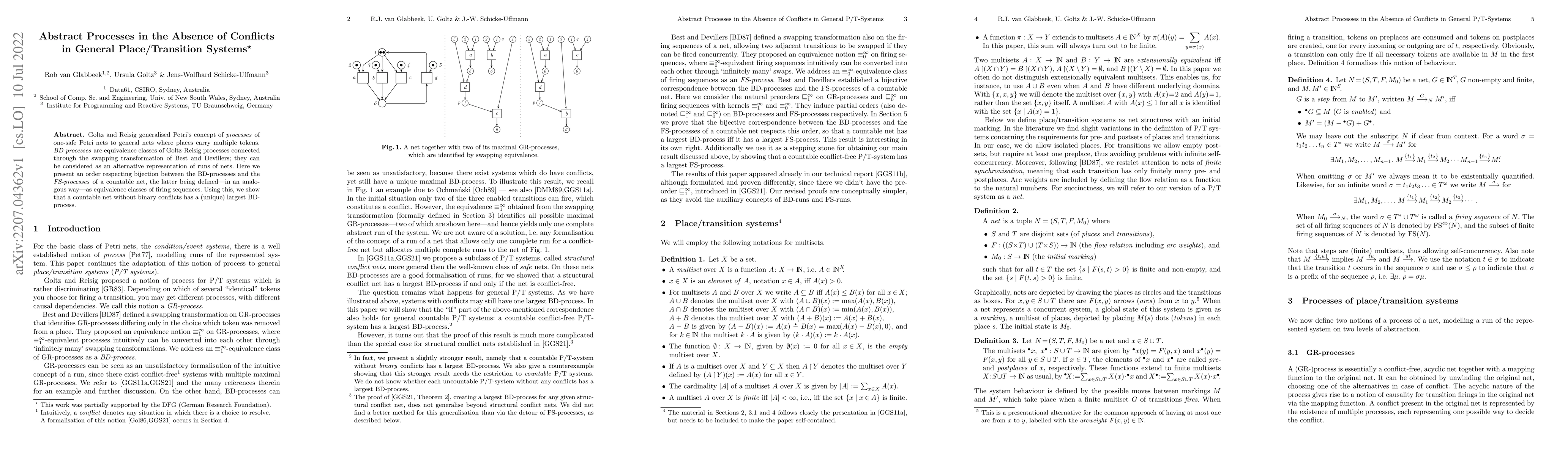 Thumbnail for Abstract Processes in the Absence of Conflicts in General
  Place/Transition Systems