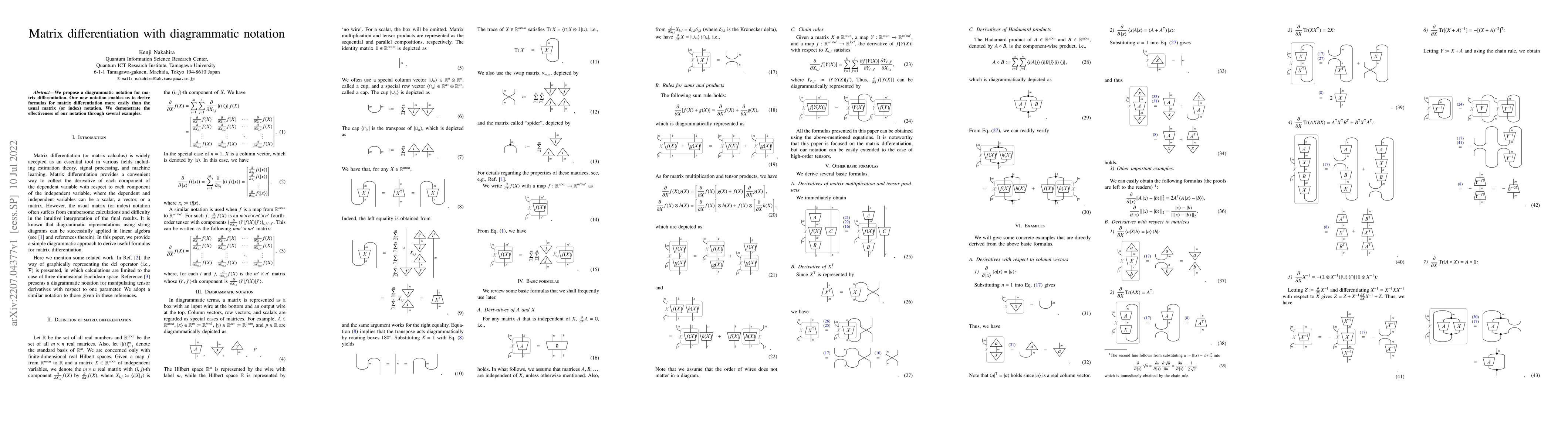 Thumbnail for Matrix differentiation with diagrammatic notation