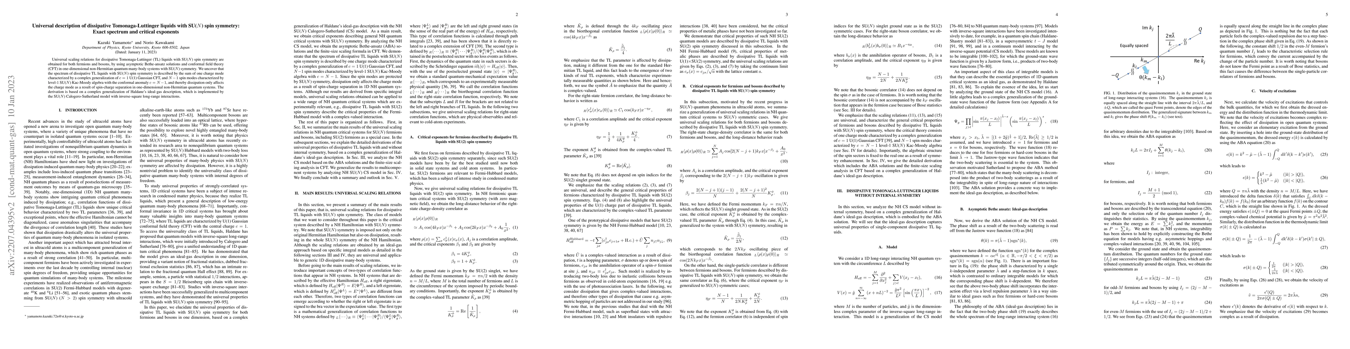 Thumbnail for Universal description of dissipative Tomonaga-Luttinger liquids with
  SU($N$) spin symmetry: Exact spectrum and critical exponents