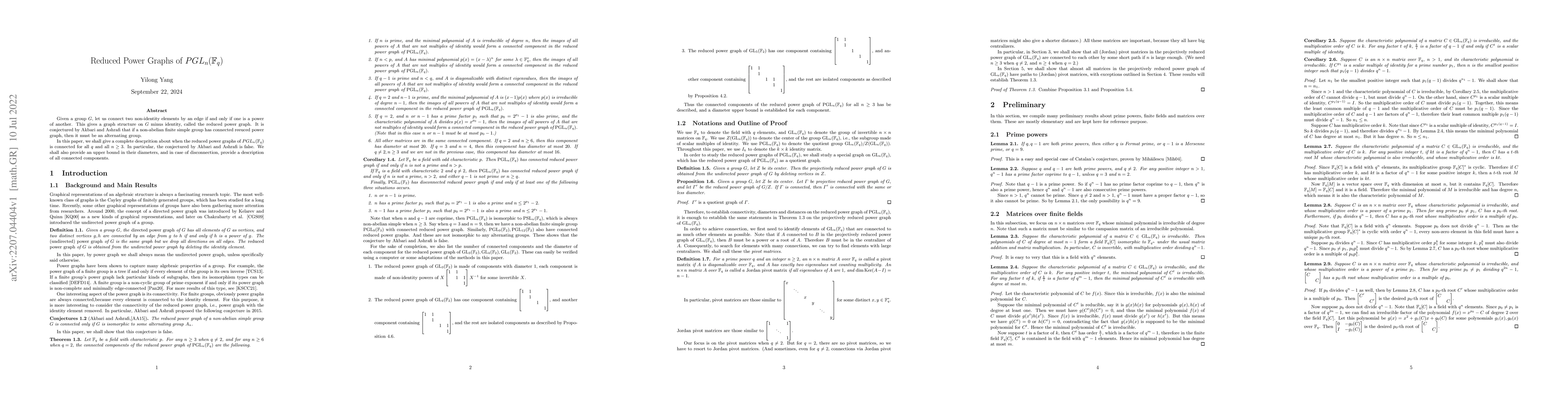 Thumbnail for Reduced Power Graphs of $\mathrm{PGL}_n(\mathbb{F}_q)$