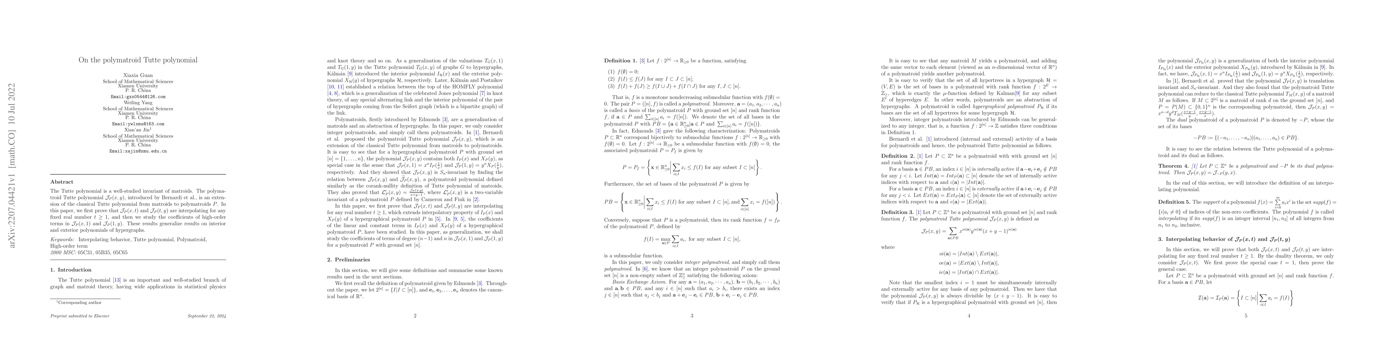 Thumbnail for On the polymatroid Tutte polynomial