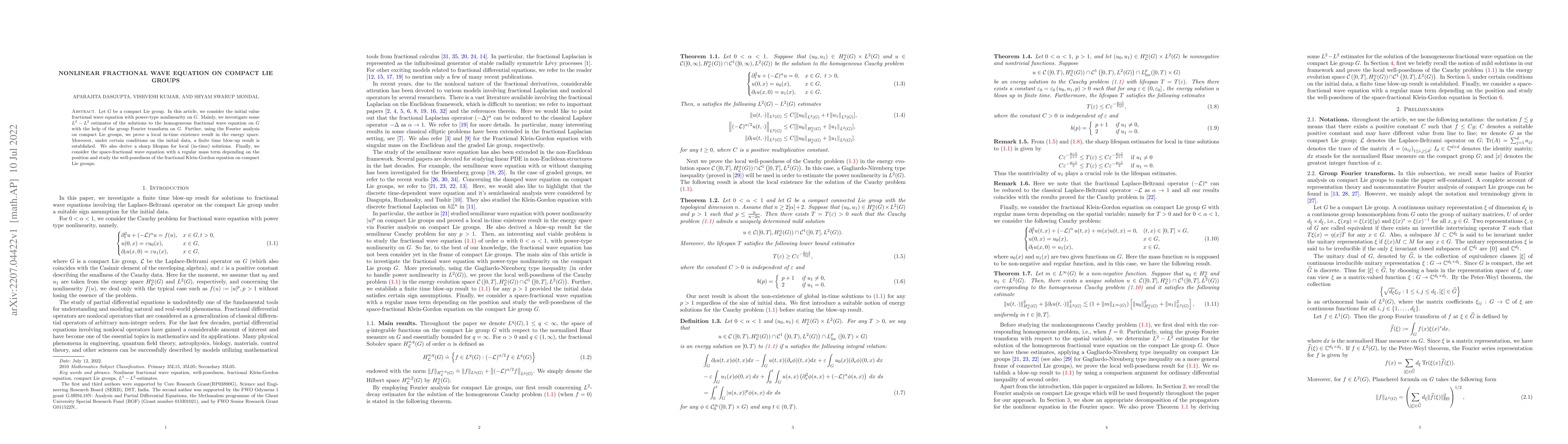 Thumbnail for Nonlinear fractional wave equation on compact Lie groups