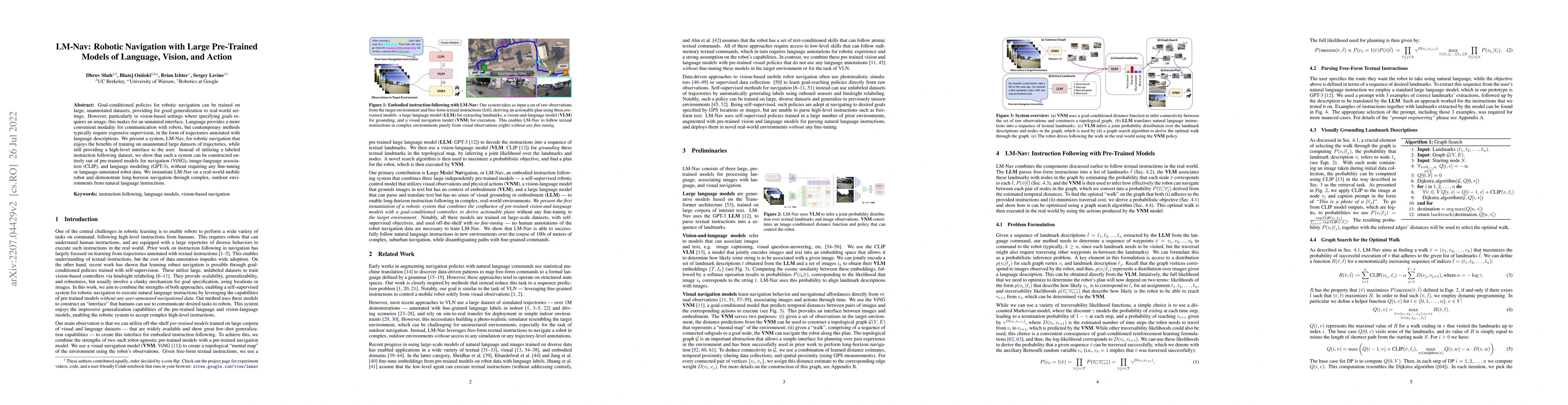 Thumbnail for LM-Nav: Robotic Navigation with Large Pre-Trained Models of Language,
  Vision, and Action