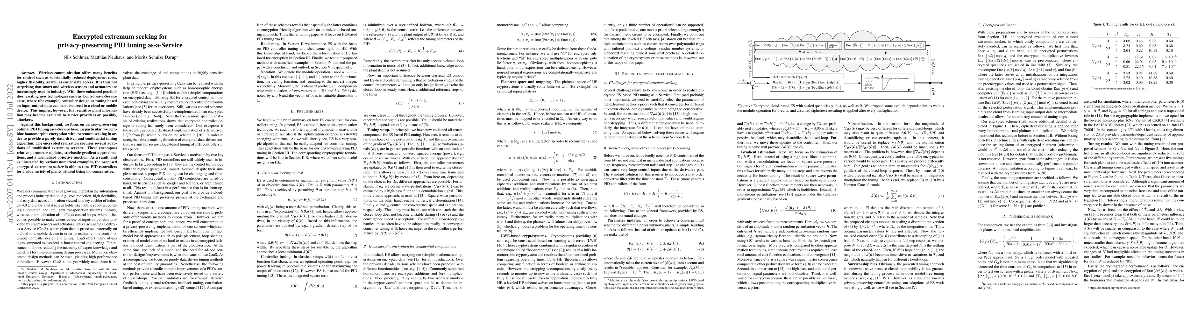 Thumbnail for Encrypted extremum seeking for privacy-preserving PID tuning
  as-a-Service