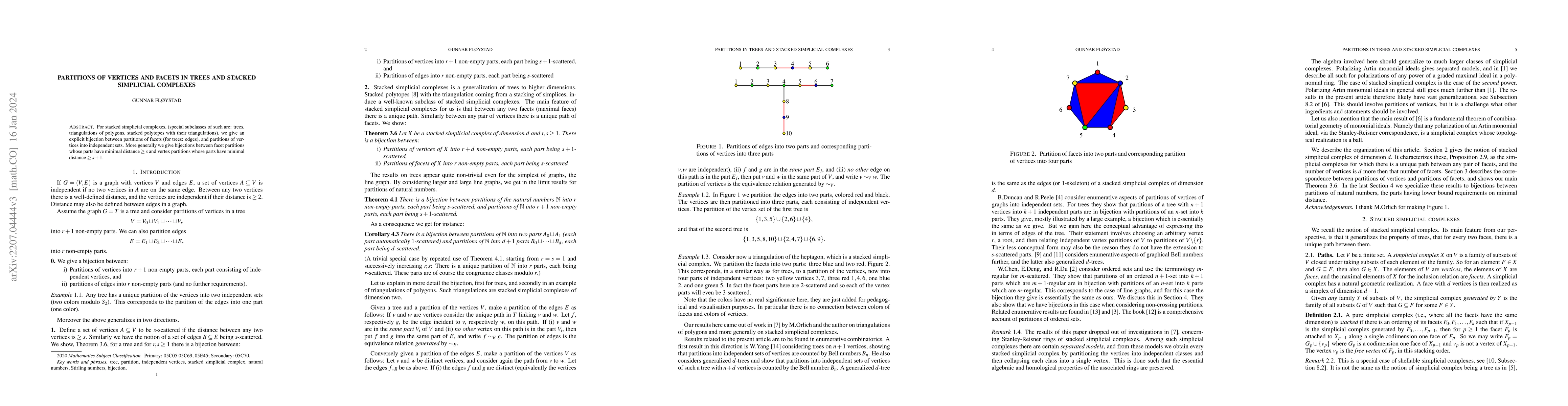 Thumbnail for Partitons of vertices and facets in trees and stacked simplicial
  complexes