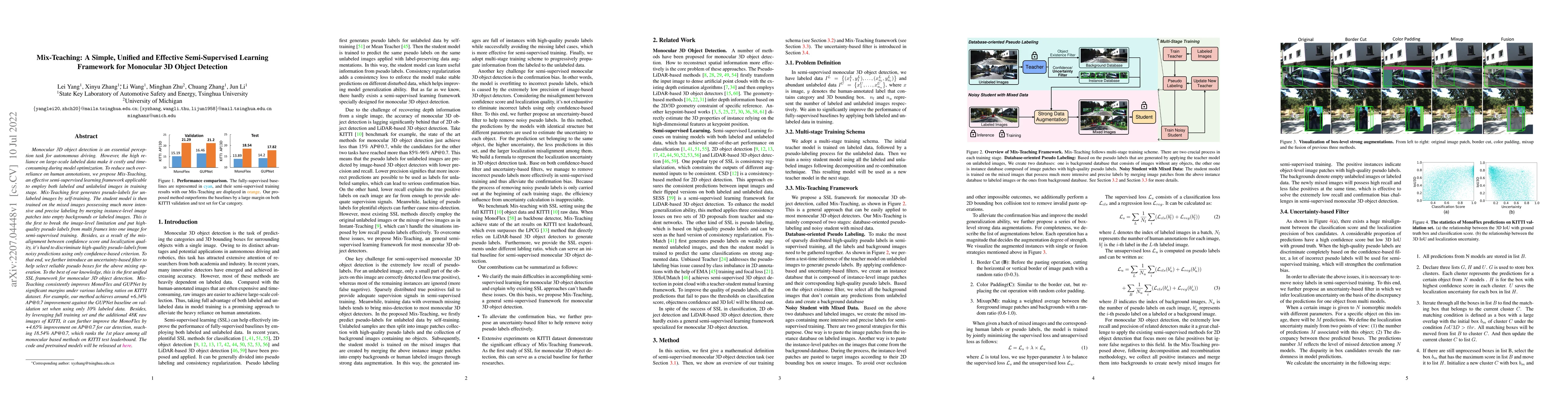Thumbnail for Mix-Teaching: A Simple, Unified and Effective Semi-Supervised Learning
  Framework for Monocular 3D Object Detection