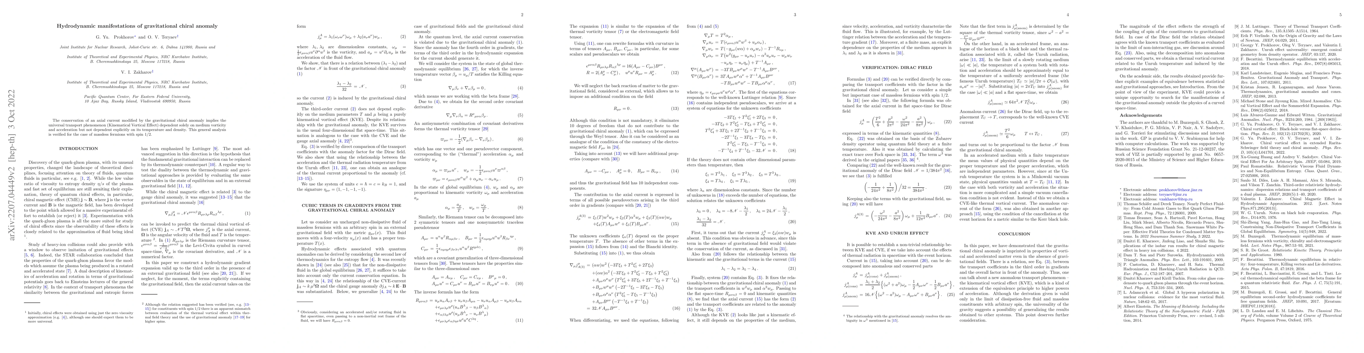 Thumbnail for Hydrodynamic manifestations of gravitational chiral anomaly