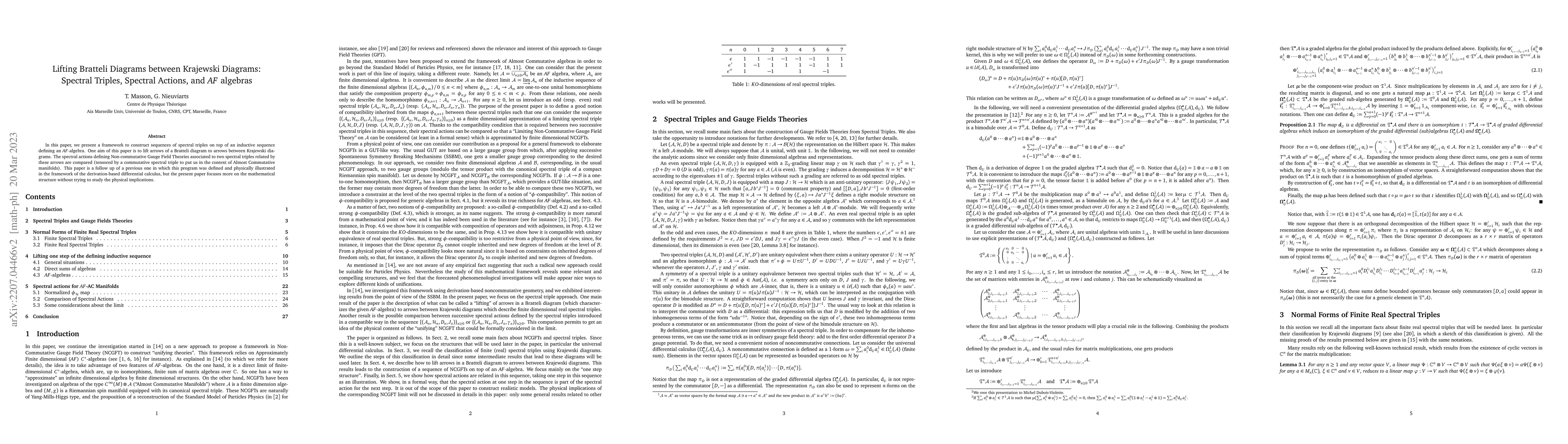 Thumbnail for Lifting Bratteli Diagrams between Krajewski Diagrams: Spectral Triples,
  Spectral Actions, and $AF$ algebras