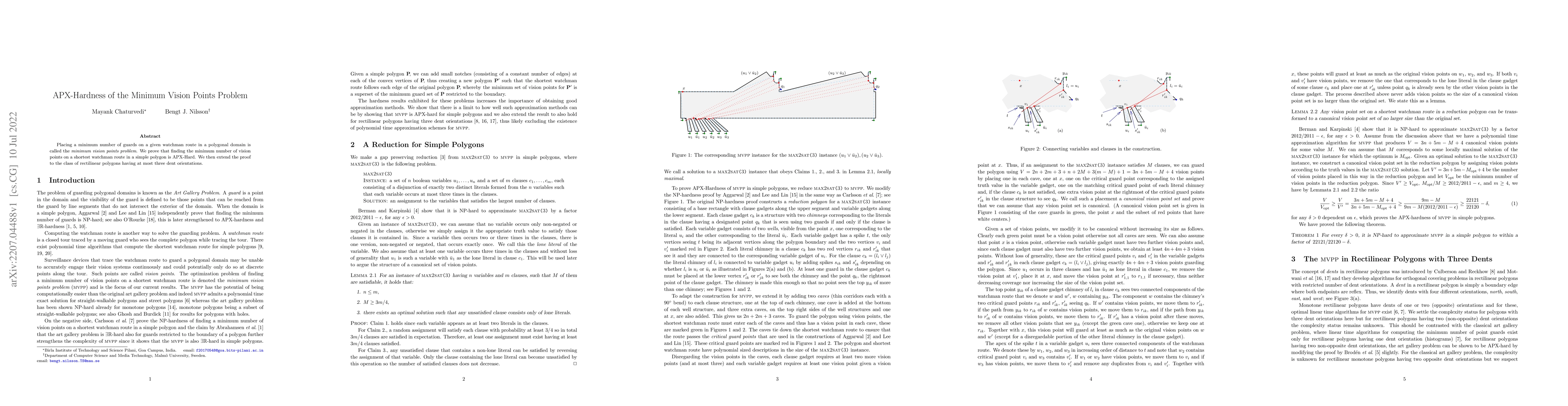 Thumbnail for APX-Hardness of the Minimum Vision Points Problem