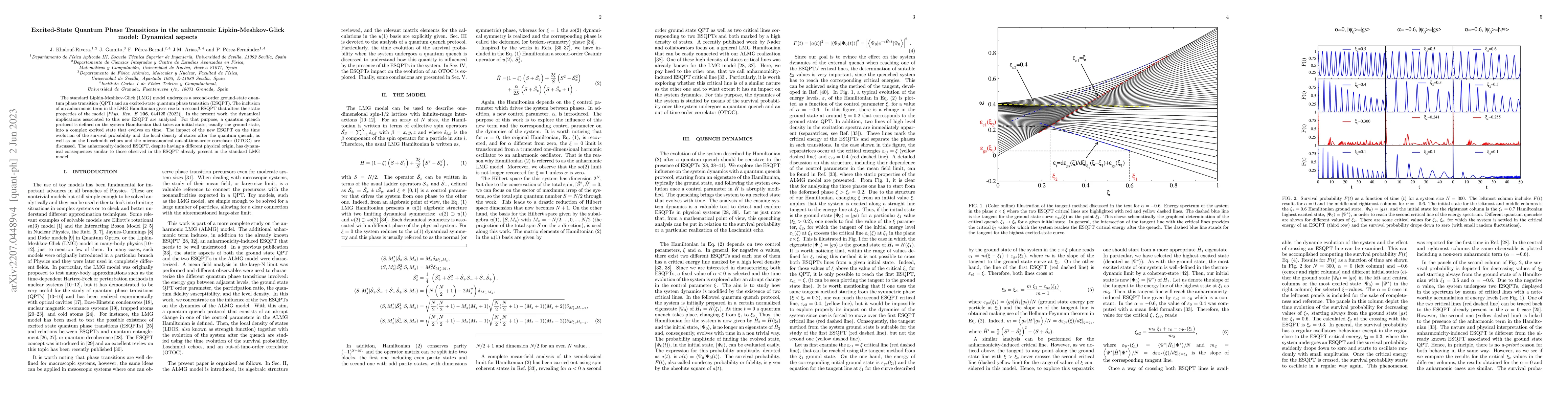 Thumbnail for Excited-State Quantum Phase Transitions in the Anharmonic
  Lipkin-Meshkov-Glick Model: Dynamical Aspects