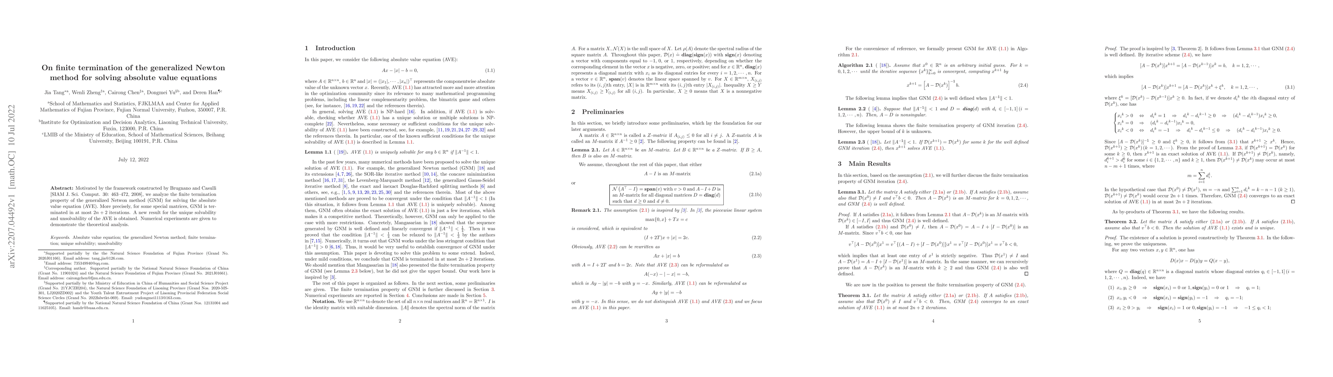 Thumbnail for On finite termination of the generalized Newton method for solving
  absolute value equations