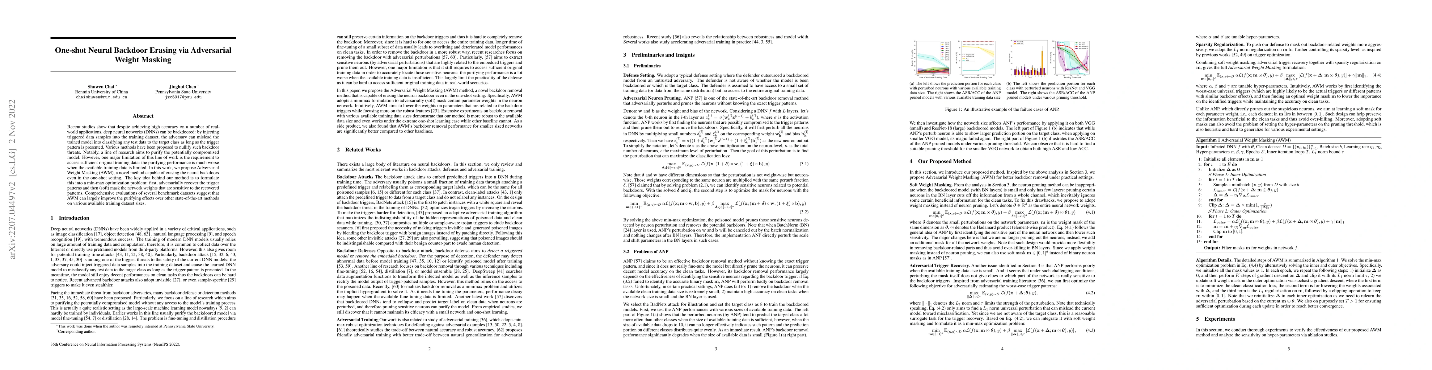 Thumbnail for One-shot Neural Backdoor Erasing via Adversarial Weight Masking