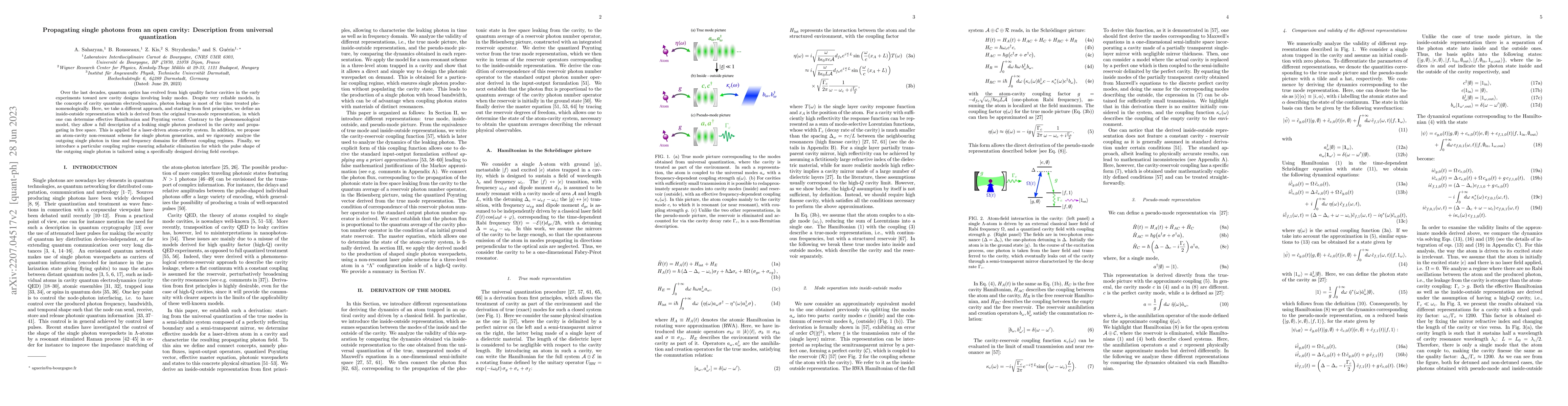 Thumbnail for Propagating single photons from an open cavity: Description from
  universal quantization
