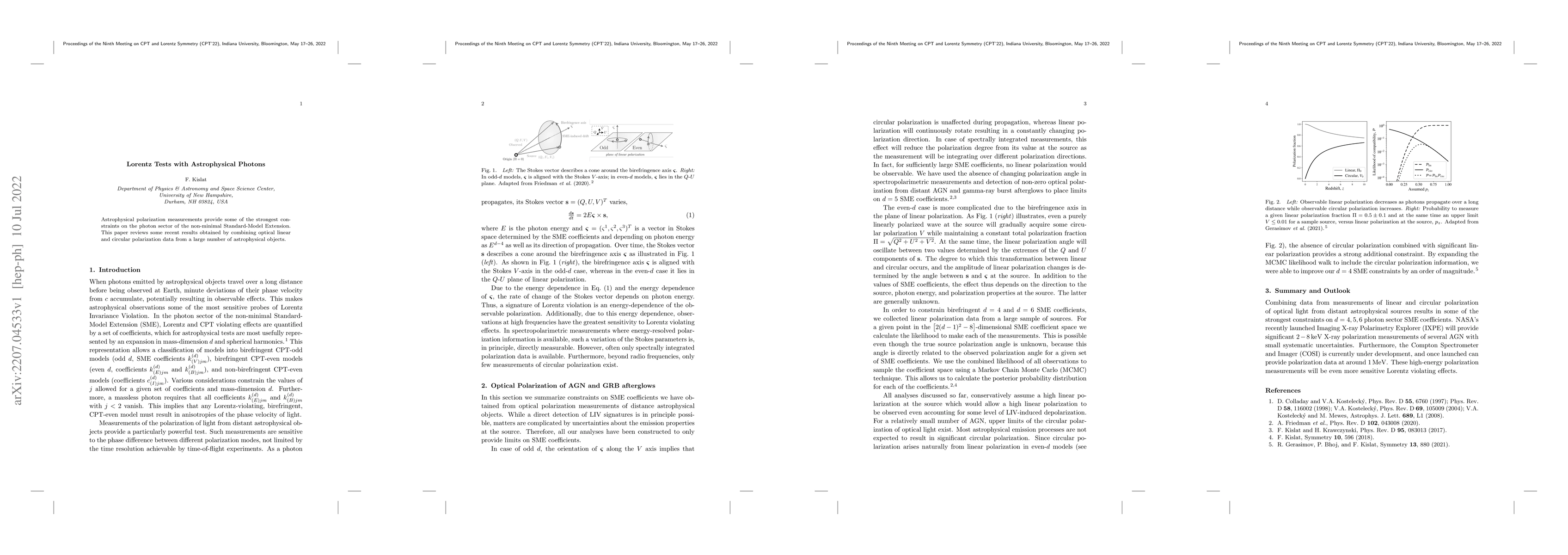 Thumbnail for Lorentz Tests with Astrophysical Photons