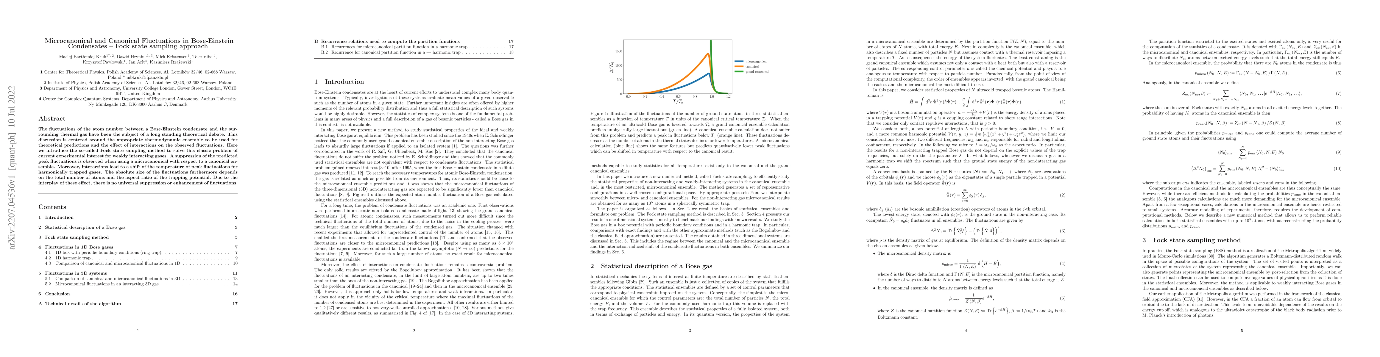 Thumbnail for Microcanonical and Canonical Fluctuations in Bose-Einstein Condensates
  -- Fock state sampling approach