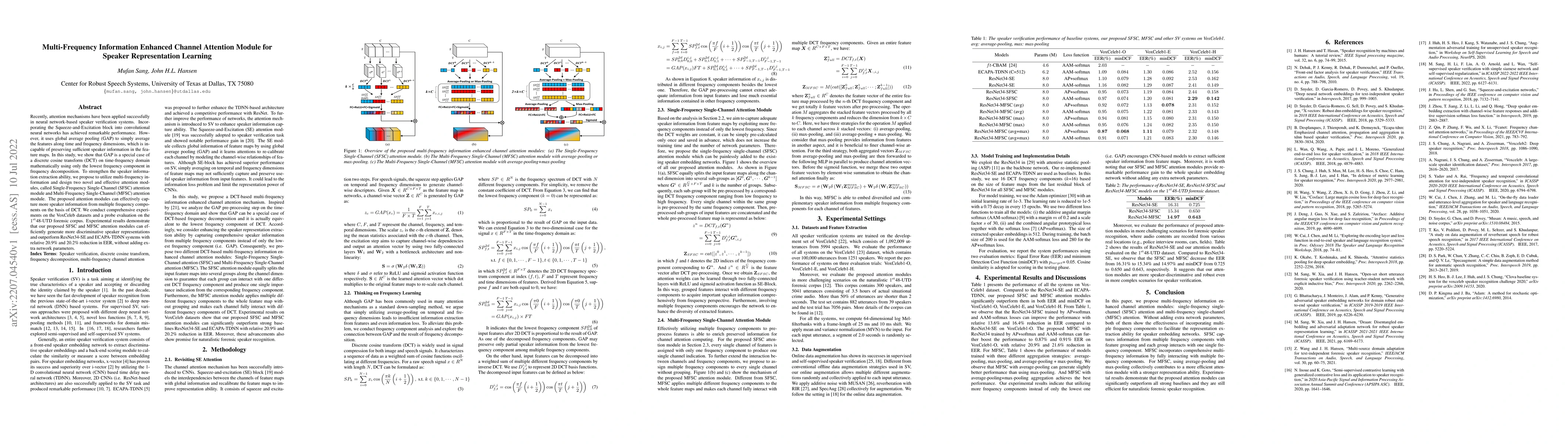 Thumbnail for Multi-Frequency Information Enhanced Channel Attention Module for
  Speaker Representation Learning