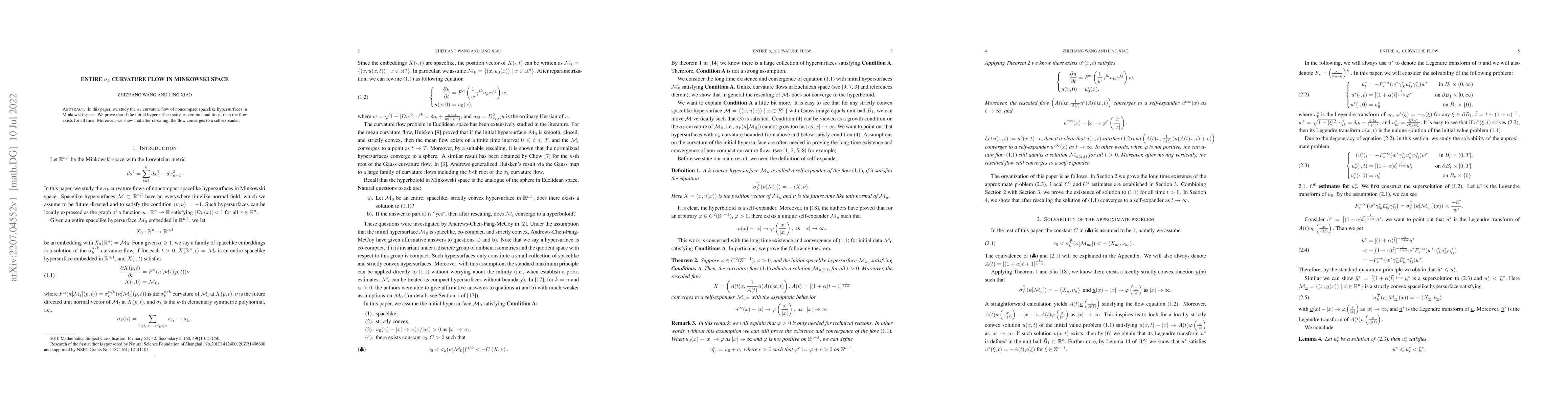 Thumbnail for Entire $\sigma_k$ curvature flow in Minkowski space
