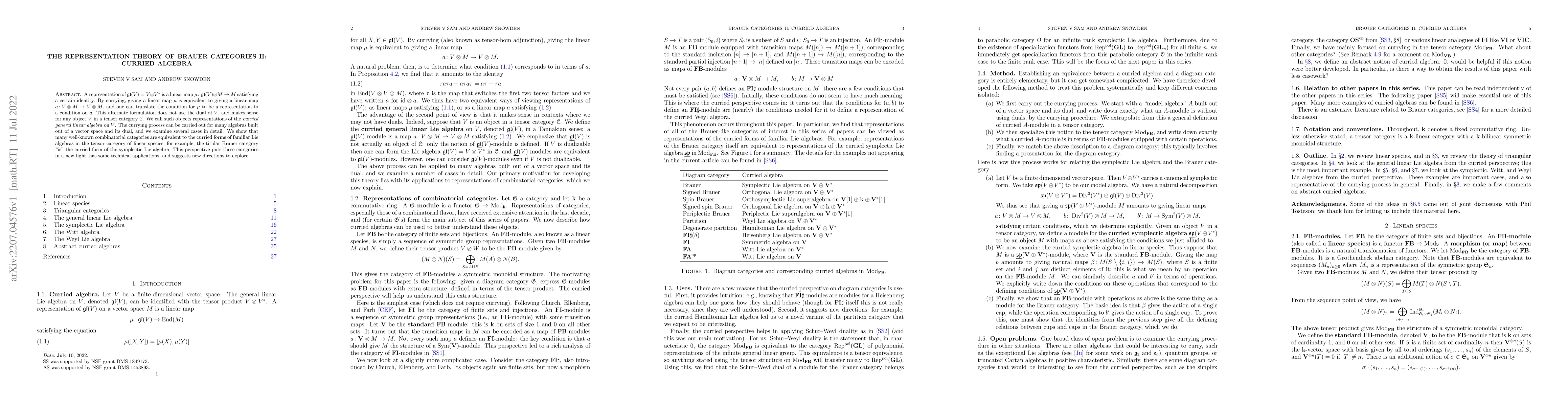 Thumbnail for The representation theory of Brauer categories II: curried algebra