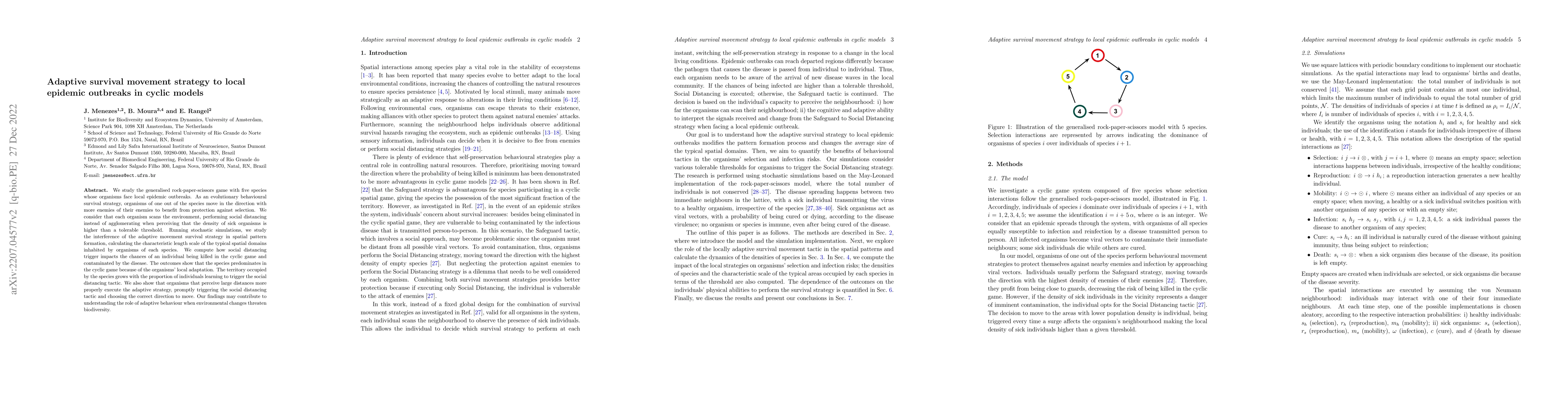 Thumbnail for Adaptive survival movement strategy to local epidemic outbreaks in
  cyclic models