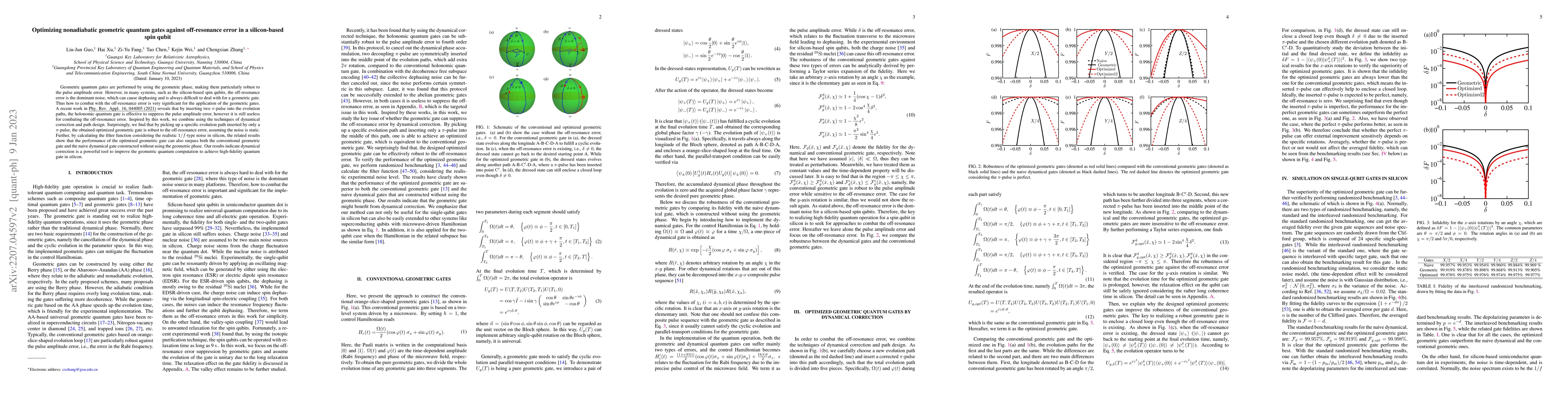 Thumbnail for Optimizing nonadiabatic geometric quantum gates against off-resonance
  error by dynamical correction in a silicon-based spin qubit