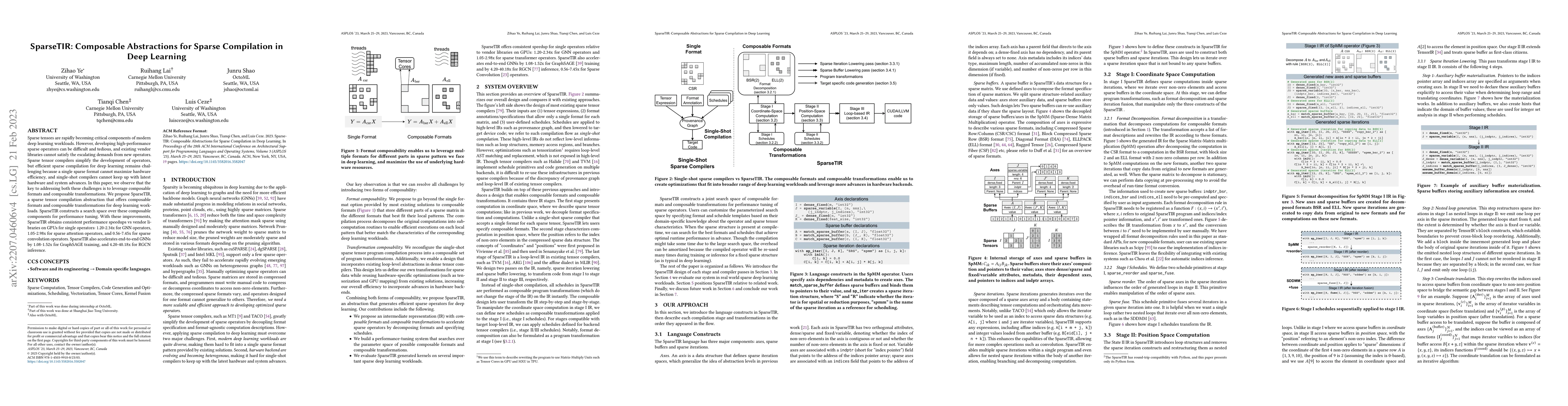 Thumbnail for SparseTIR: Composable Abstractions for Sparse Compilation in Deep
  Learning