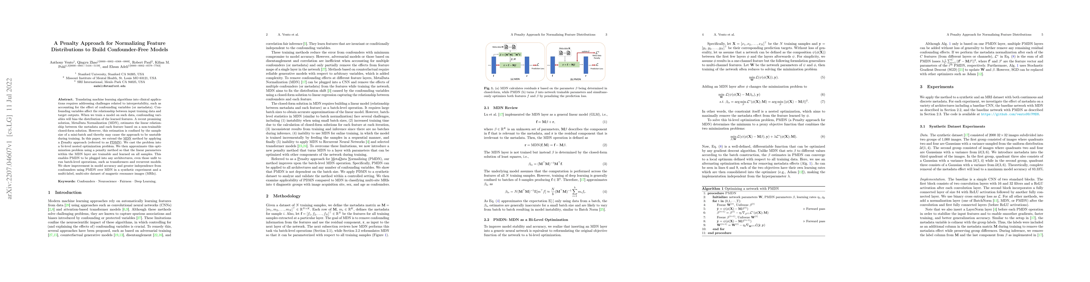 Thumbnail for A Penalty Approach for Normalizing Feature Distributions to Build
  Confounder-Free Models