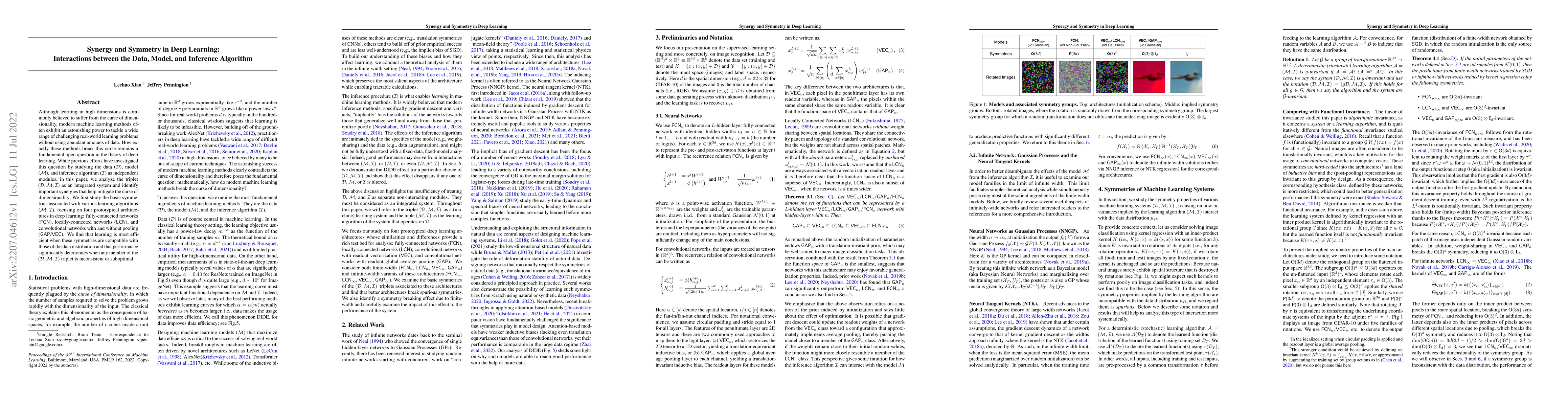 Thumbnail for Synergy and Symmetry in Deep Learning: Interactions between the Data,
  Model, and Inference Algorithm