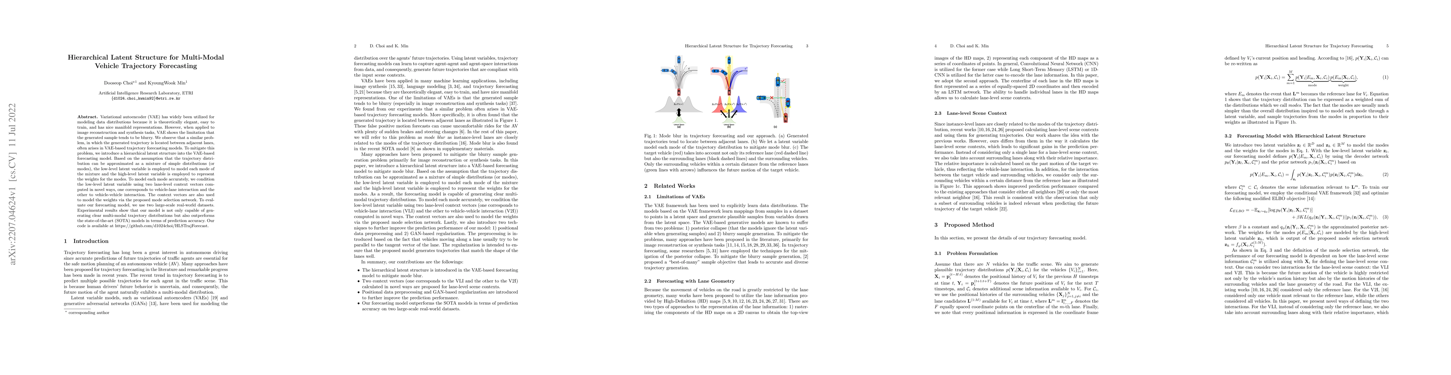 Thumbnail for Hierarchical Latent Structure for Multi-Modal Vehicle Trajectory
  Forecasting