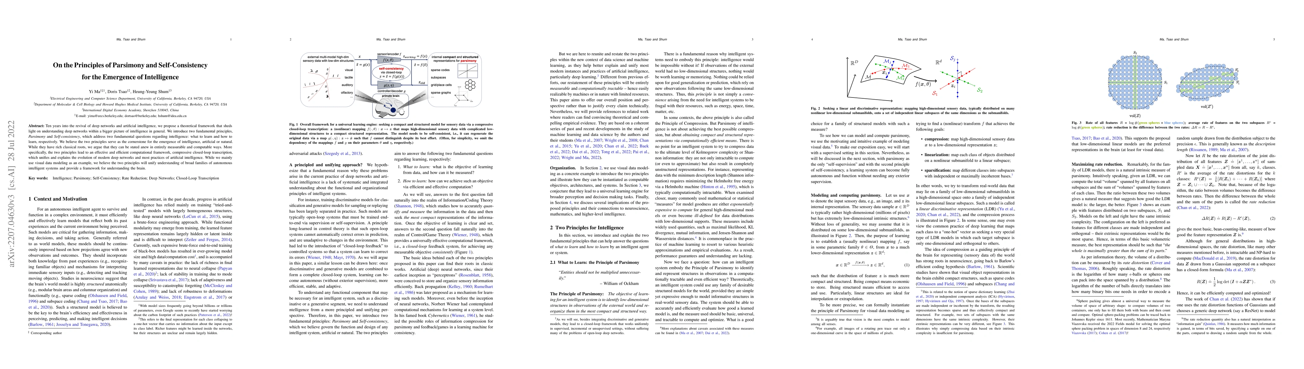 Thumbnail for On the Principles of Parsimony and Self-Consistency for the Emergence of
  Intelligence