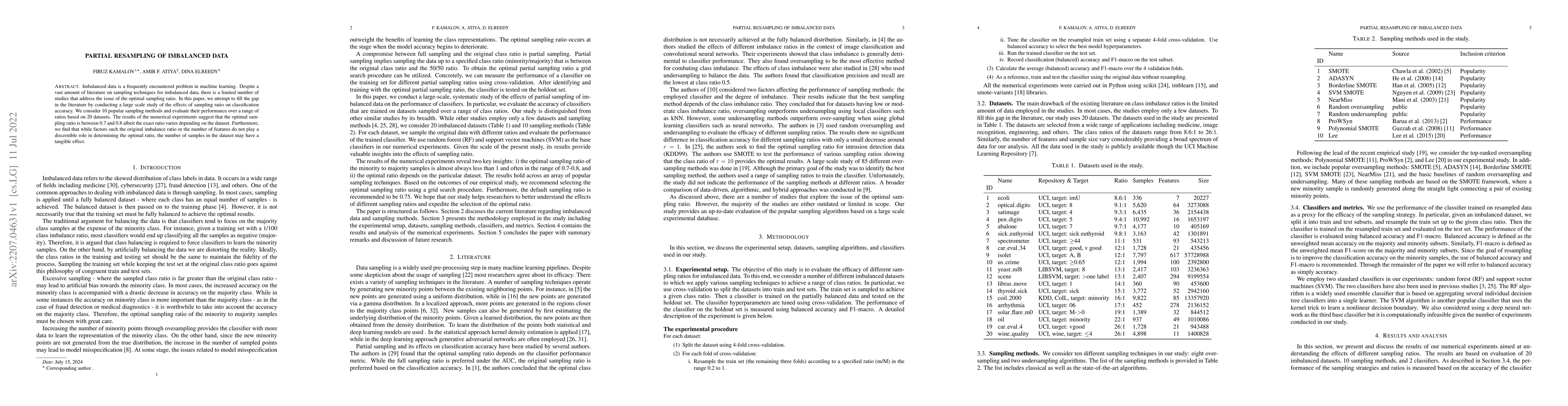 Thumbnail for Partial Resampling of Imbalanced Data