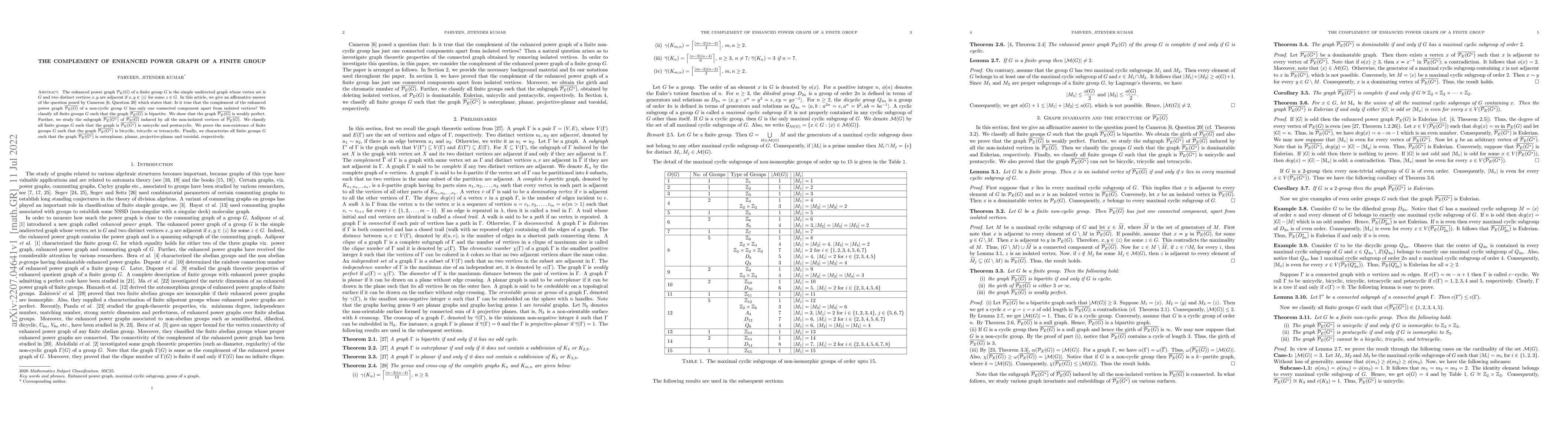 Thumbnail for The complement of enhanced power graph of a finite group