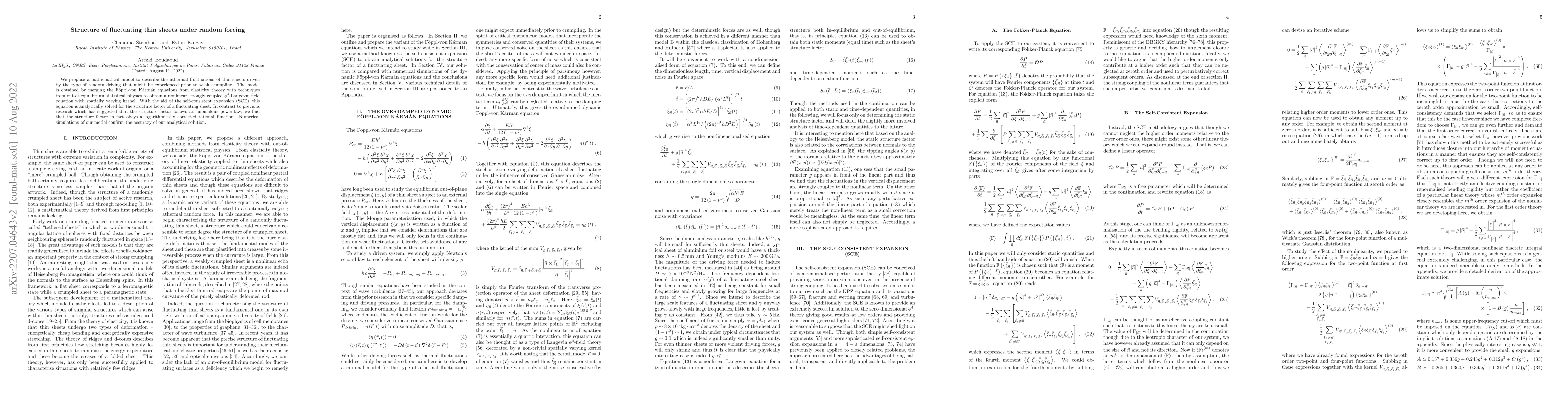 Thumbnail for The Structure of Fluctuating Thin Sheets Under Random Forcing