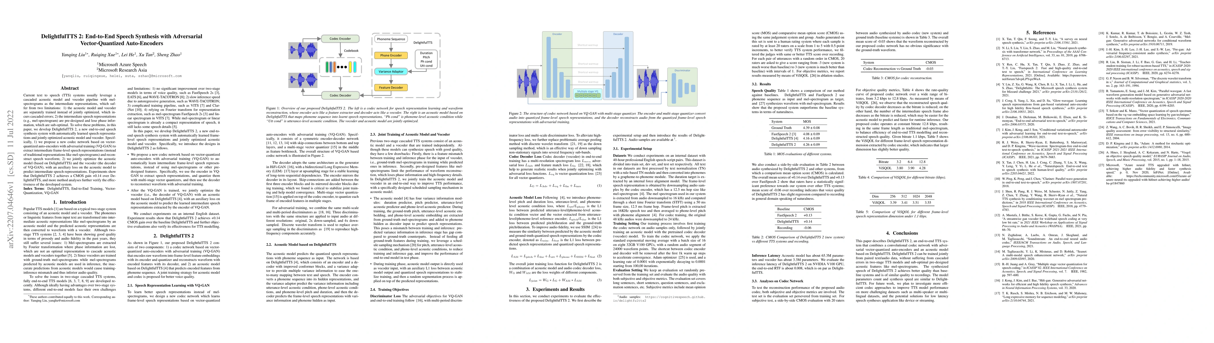 Thumbnail for DelightfulTTS 2: End-to-End Speech Synthesis with Adversarial
  Vector-Quantized Auto-Encoders